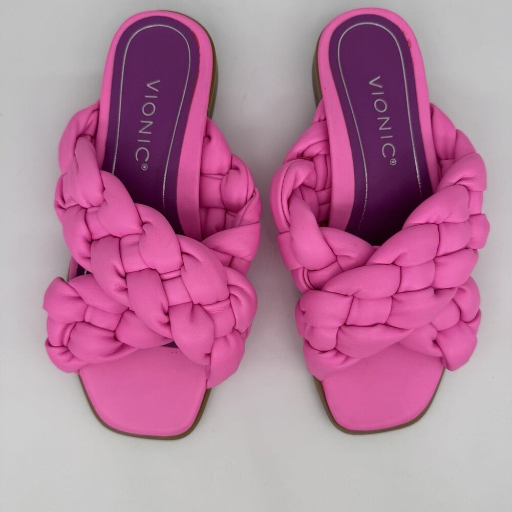 Vionic Womens Kalina Braided Slide‎ Sandal Size 5 Bubblegum Pink Preppy Support